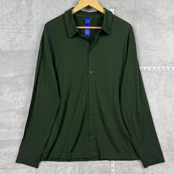 Kit and Ace Green Merino Wool Blend Button Up Shirt Men Sz XL Long Sleeve Casual - Picture 1 of 10